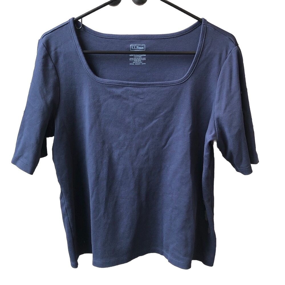 L.L. Bean Navy Short Sleeve Scoop Neck Tee